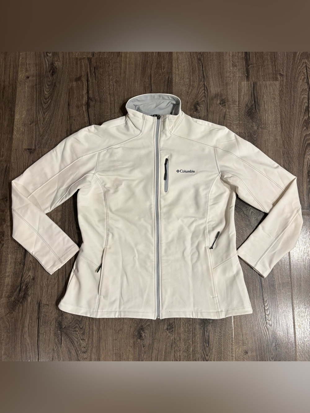 Columbia Women's White Full-Zip Utility Jacket Fleece Lined size XL -EUC